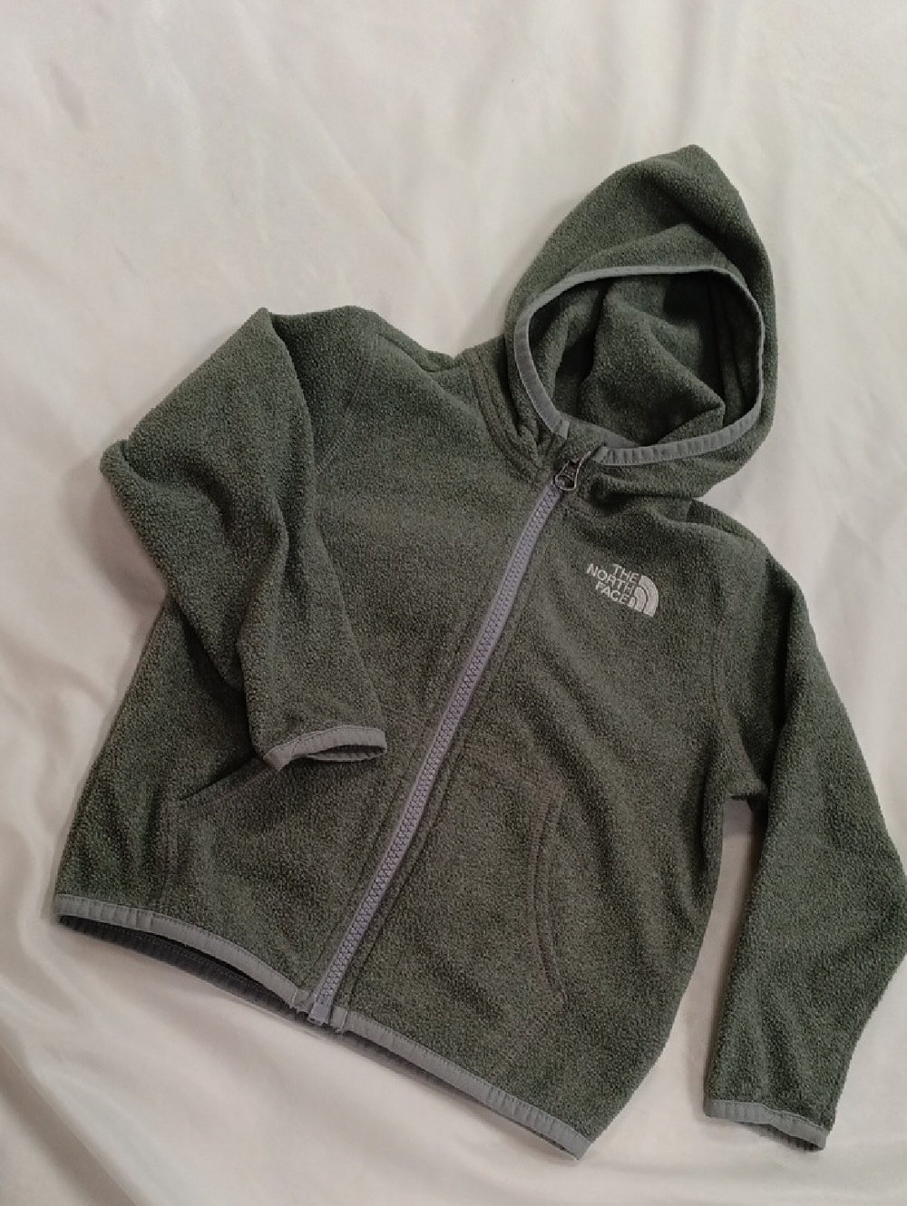 The North Face Kids Gray Hooded Fleece Zip-Up Infant